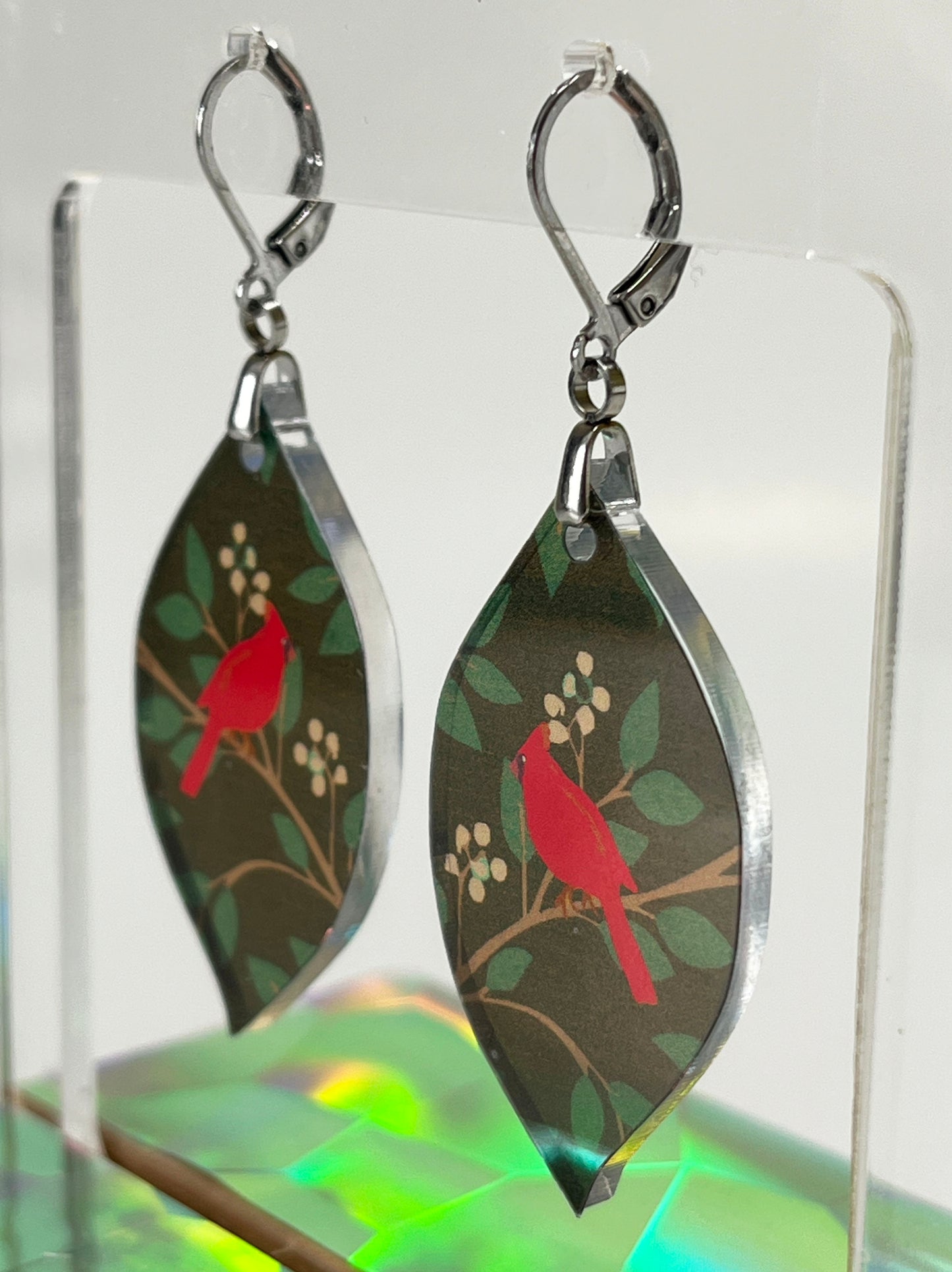 Cardinal Bird on Branches Earrings