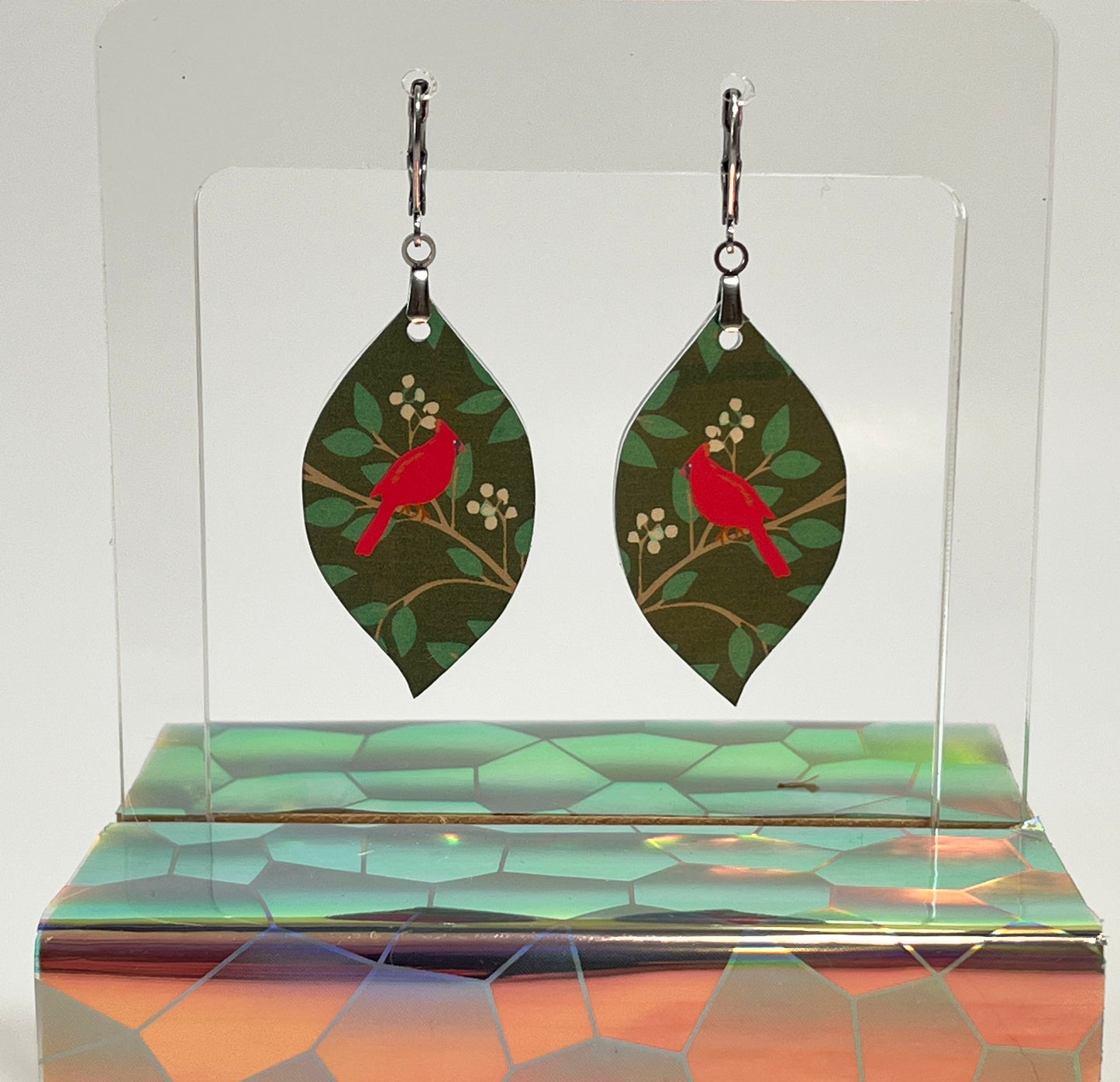 Cardinal Bird on Branches Earrings