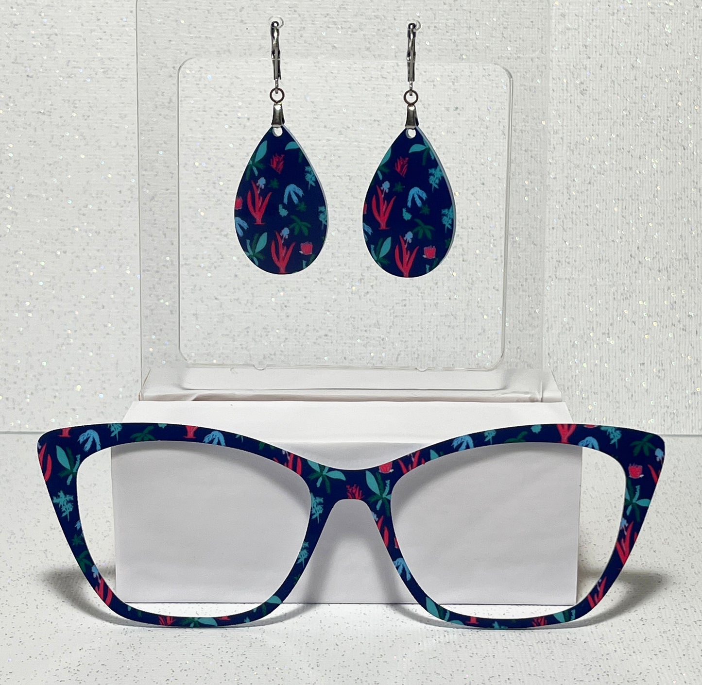 Midnight Garden Navy Blue Topper Ready to Snap with or without matching earrings