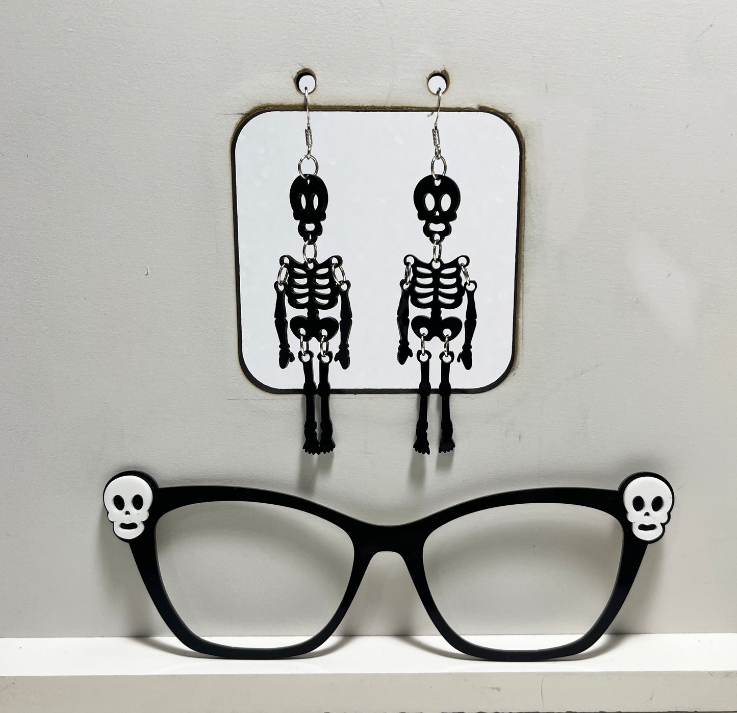 Halloween Skeleton Topper with optional earrings Ready to Snap